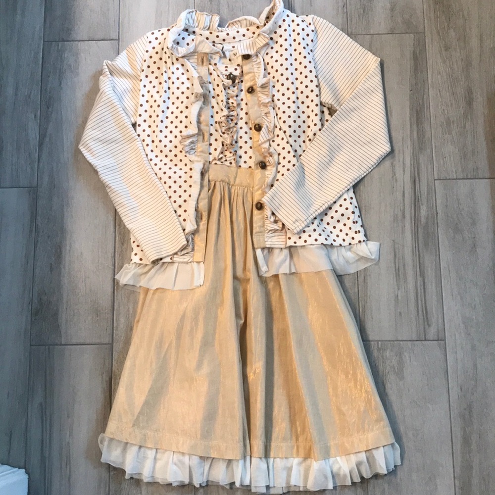 2 Piece Mustard Pie Girls Dress and Jacket Size 12